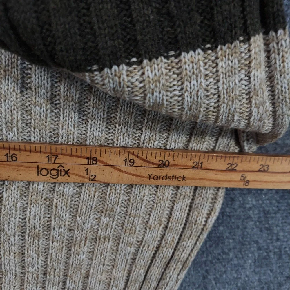 Army Navy Sweater Mens Large Beige Acrylic Striped Sleeve Crewneck Knit Pullover